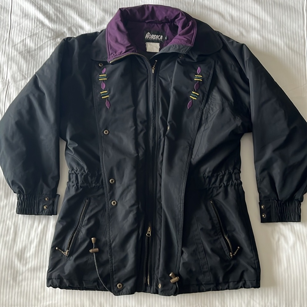 Vintage Nordica Ski Jacket Black Purple Size 8 Large